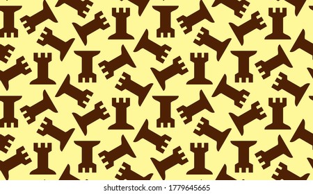 Seamless pattern with Chess rook. Endless background. Vector illustration.