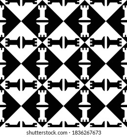 Seamless pattern with Chess rook. Endless background. Vector illustration.