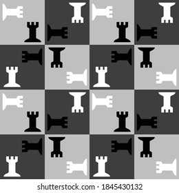 Seamless pattern with Chess rook. Endless background. Vector illustration.