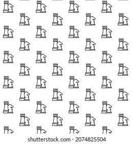 Seamless pattern of chess in white background with mini doodle (icon). Vector Illustration