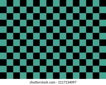 Seamless pattern. Chessboard black and green background. Abstract japanese background. Vector. svg