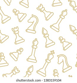 Seamless pattern with chessmen in linear style. Suitable for wallpaper, wrapping or textile