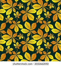 Seamless pattern with chestnut leaves. Design for textiles, fabric, tapestries.