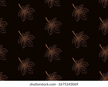 Patrón sin fisuras con hojas de castaño en estilo de arte de línea. Fondo de Vector lineal. 