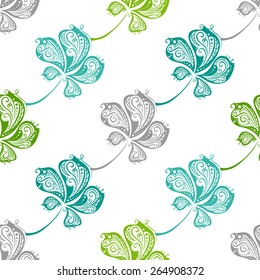 Seamless pattern of chestnut leaves. Vector bright nature background.