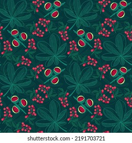seamless pattern with chestnuts and berries