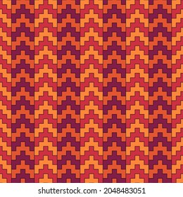 Seamless pattern. Chevrons background. Traditional architecture wallpaper. Ancient motif. Manji mosaic. Oriental ornament. Geometric digital paper. Ethnic print. Vector artwork.