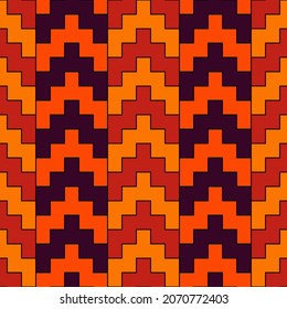 Patrón sin foco. Fondo de Chevrons. Papel tapizado de arquitectura tradicional. Motivo antiguo. Mosaico manji. Ornamento oriental. Papel digital geométrico. Impresión étnica. Trabajo vectorial.