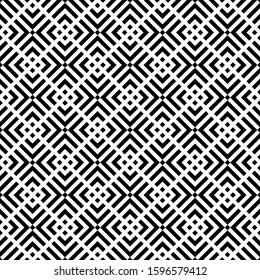 Seamless pattern. Chevrons, checks ornament. Curves, squares backdrop. Folk wallpaper. Arrows, polygons background. Tribal motif. Ancient mosaic. Ethnic ornate Angle brackets, quadrangles. Abstract