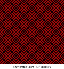 Seamless pattern. Chevrons, checks ornament. Folk wallpaper. Curves, squares backdrop. Arrows, polygons background. Tribal motif. Ethnic ornate Angle brackets, quadrangles. Ancient mosaic. Abstract