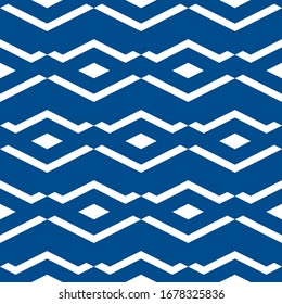 Seamless pattern. Chevrons, curves ornament. Folk background. Ethnic motif. Angle brackets, figures backdrop. Digital paper, textile print, web design, abstract illustration. Vector wallpaper.