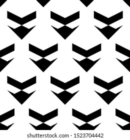 Seamless pattern. Chevrons, figures ornament. Simple shapes wallpaper. Ethnic motif. Forms background. Geometric backdrop. Digital paper, textile print, web design, abstract. Vector artwork.