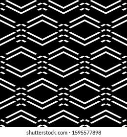 Seamless pattern. Chevrons, figures ornament. Geometric background. Folk motif. Shapes backdrop. Ethnic wallpaper. Digital paper, textile print, web design, abstract illustration. Vector artwork.