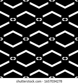 Seamless pattern. Chevrons, parallelograms ornament. Folk wallpaper. Ethnic motif. Simple shapes background. Digital paper, textile print, web design, abstract. Geometric backdrop. Vector artwork.