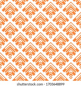 Seamless pattern. Chevrons, rhombuses ornament. Brackets, checks wallpaper. Curves, polygons illustration. Geometric background. Folk motif. Textile print, web design, abstract backdrop. Vector art.