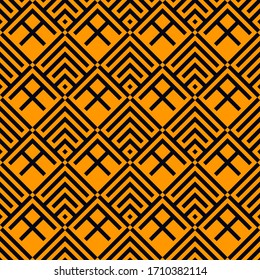 Nahtloses Muster. Chevrons, Hombusse-Ornament. Brackets, überprüft Bildschirmhintergründe. Kurven, Polygons-Illustration. Folkloremotiv. Geometrischer Hintergrund. Stoffdruck, Webdesign, abstrakter Hintergrund. Vektorillustration Kunst.