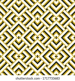 Seamless pattern. Chevrons, squares, crosses ornament. Brackets, checks wallpaper. Curves, polygons illustration. Geometric background. Folk motif. Textile print, web design, abstract. Vector artwork
