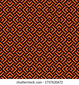 Seamless pattern. Chevrons, squares, crosses ornament. Folk motif. Brackets, checks wallpaper. Curves, polygons illustration. Geometric background. Textile print, web design, abstract. Vector artwork