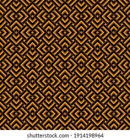 Seamless pattern. Chevrons, squares, crosses ornament. Brackets, checks wallpaper. Curves, polygons illustration. Geometric background. Folk motif. Textile print, web design, abstract. Vector artwor