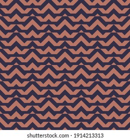 Seamless pattern. Chevrons, triangles ornament. Curves, polygons illustration. Brackets, triangular shapes wallpaper. Geometric background. Folk motif. Textile print, web design, abstract vector.