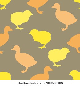 Seamless pattern with chick and duckling. Vector illustration.