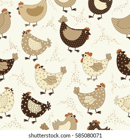 Seamless pattern with chicken cartoon