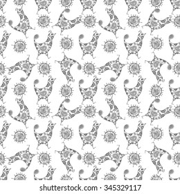 Seamless pattern chicken. For the design and decoration background, wallpaper, packaging, fabrics, textiles.