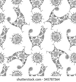 Seamless pattern chicken. For the design and decoration background, wallpaper, packaging, fabrics, textiles.