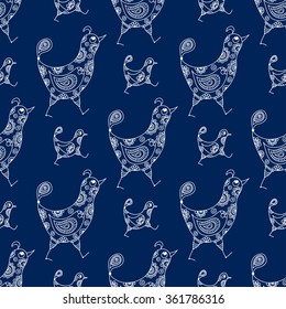 Seamless pattern chicken. For the design and decoration background, wallpaper, packaging, fabrics, textiles.