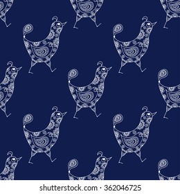 Seamless pattern chicken. For the design and decoration background, wallpaper, packaging, fabrics, textiles.