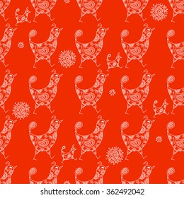 Seamless pattern chicken. For the design and decoration background, wallpaper, packaging, fabrics, textiles.