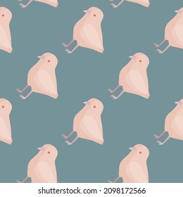Seamless pattern of chicken. Domestic animals on colorful background. Vector illustration for textile prints, fabric, banners, backdrops and wallpapers.