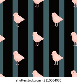 Seamless pattern of chicken. Domestic animals on colorful background. Vector illustration for textile prints, fabric, banners, backdrops and wallpapers.