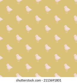 Seamless pattern of chicken. Domestic animals on colorful background. Vector illustration for textile prints, fabric, banners, backdrops and wallpapers.