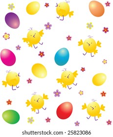 Seamless pattern with chicken and eggs