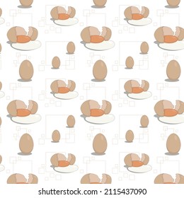 seamless pattern of chicken eggs, on a background of squares