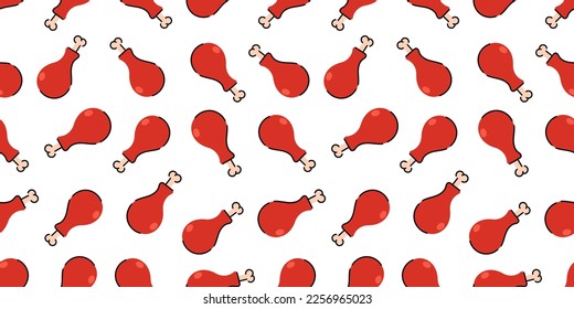 Seamless pattern chicken leg icon isolated on white background. Chicken thighs. Vector illustration