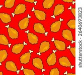 Seamless pattern with chicken legs. Fried chicken background. Doodle chicken legs icons.