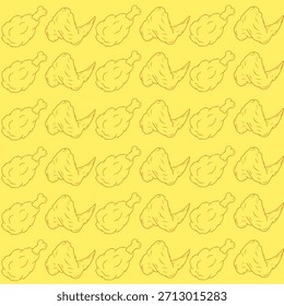 Seamless pattern of chicken legs. Hand drawing Doodle chicken legs. Fried chicken doodle pattern background. Fried chicken Seamless Pattern for coloring kids books