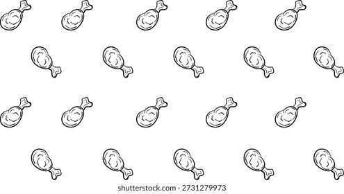 Padrão sem emenda de pernas de galinha. Desenho de mão Doodle pernas de frango. Fundo de padrão de doodle de frango frito. Simples mão desenhada de frango frito Padrão sem emenda