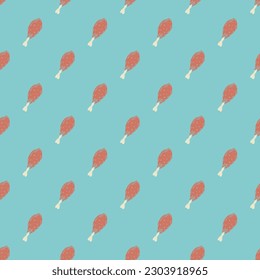 Seamless pattern with chicken legs. meat background. Doodle chicken legs icons. Seamless meat pattern