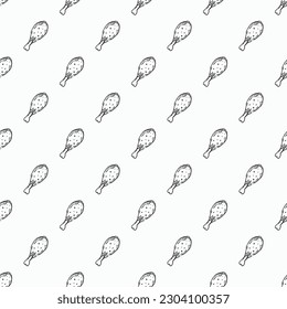 Seamless pattern with chicken legs. meat background. Doodle chicken legs icons. Seamless meat pattern