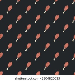 Seamless pattern with chicken legs. meat background. Doodle chicken legs icons. Seamless meat pattern