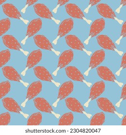 Seamless pattern with chicken legs. meat background. Doodle chicken legs icons. Seamless meat pattern - Powered by Shutterstock - Get 15% off with code: PIKWIZARD15