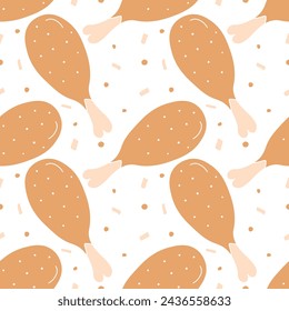 Seamless pattern with chicken legs. meat background. Doodle chicken legs icons. Seamless meat pattern