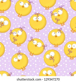 seamless pattern with chicken on lilac background