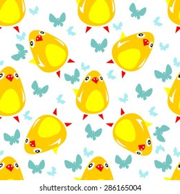 Seamless pattern with chicken on a white background.