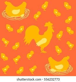 seamless pattern chicken rooster 