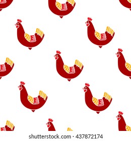 Seamless pattern with chicken. Vector background