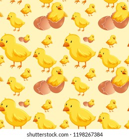 Seamless pattern of chickens